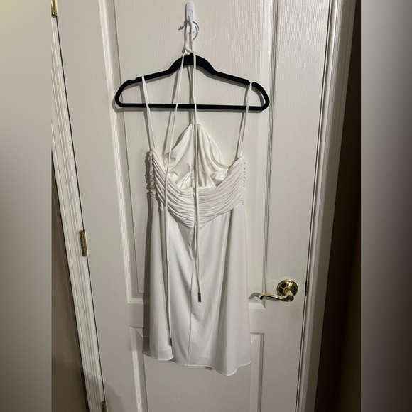 NWT Halston Heritage Fia Halter Jersey Mini Dress in Chalk White - Picture 6 of 7